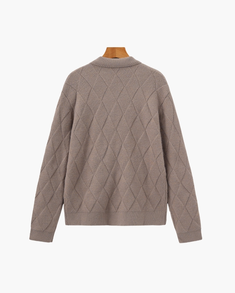 Heritage Diamond Strick-Strickjacke mit Reißverschluss