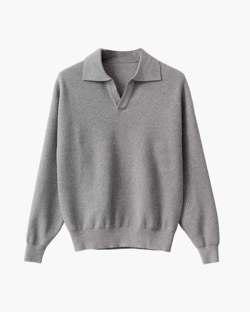 Polo-Pullover aus strukturiertem Strick