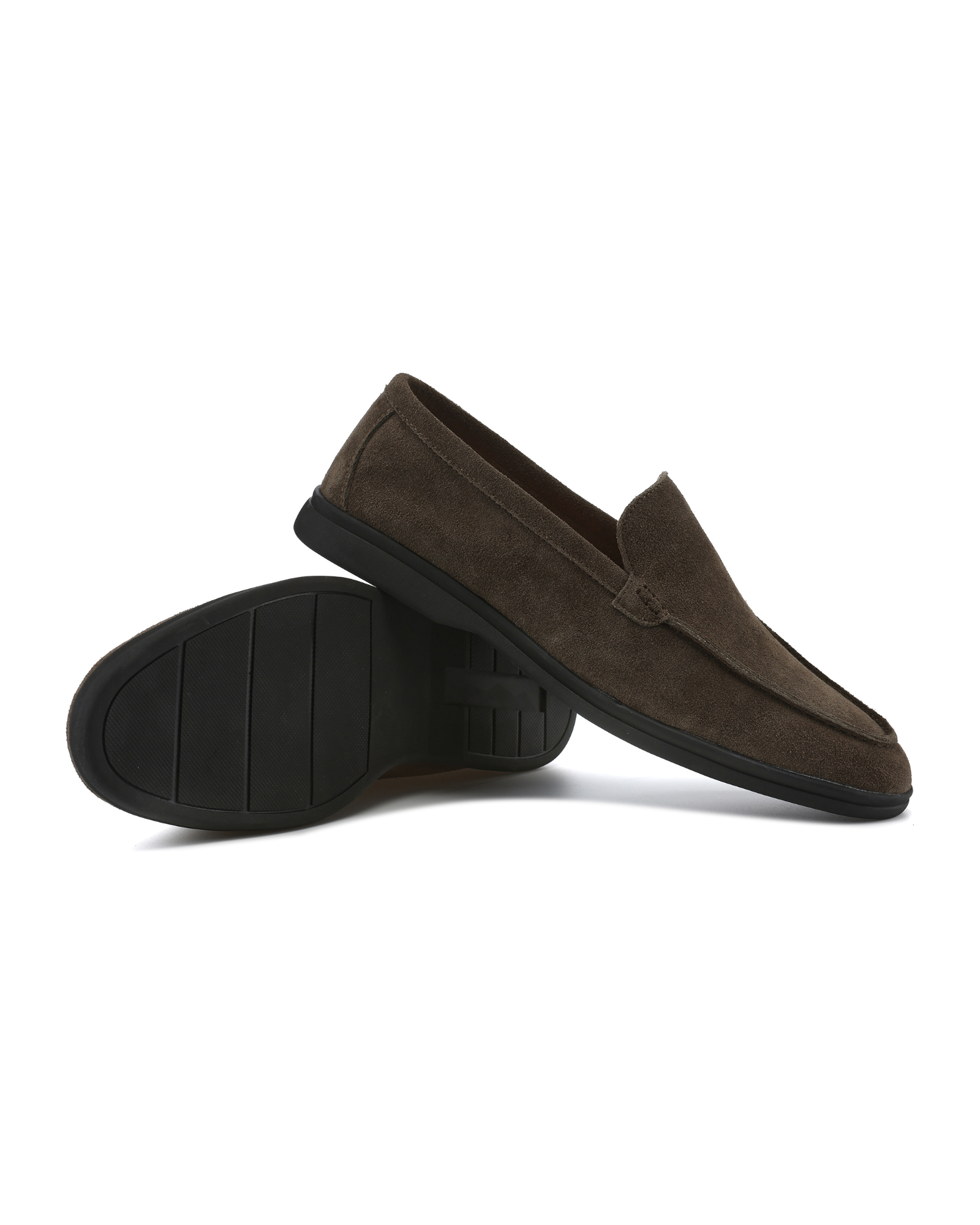 Premium-Wildlederslipper – Schwarze Sohlen
