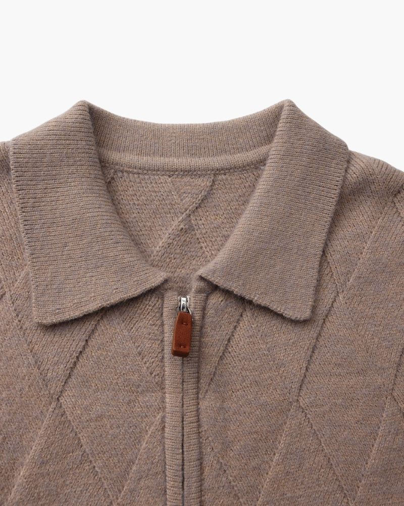 Heritage Diamond Strick-Strickjacke mit Reißverschluss