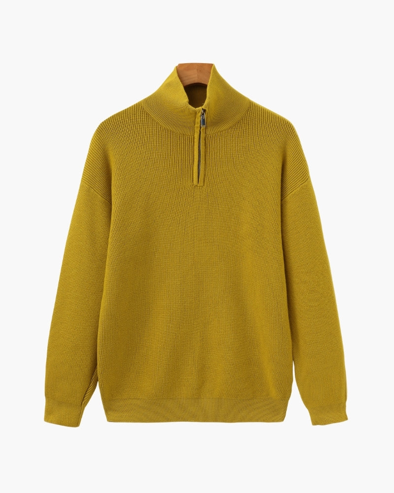 Raffinierter Strickpullover mit halbem Reißverschluss