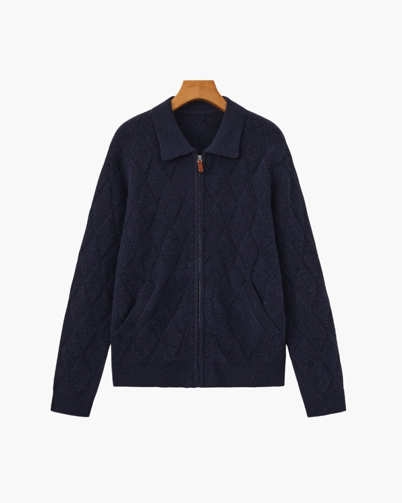 Heritage Diamond Strick-Strickjacke mit Reißverschluss